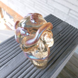 Glasklarer Skull Totenkopf mit schimmernden Schlangen (D6e)| Resin-Art Deko