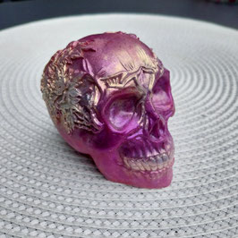 Skull Totenkopf pink mit Blumenornament (D6a)| Resin-Art Deko