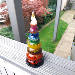Orgonit Energie-Spirale (K3) Einhorn Rainbow Chakra| Edelstein Heilstein Deko