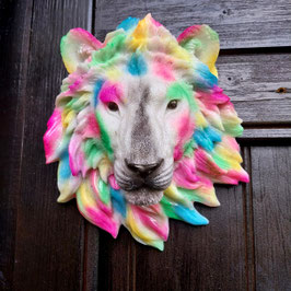 Löwenkopf bunt Wanddeko (L14a)| Resin-Art Deko
