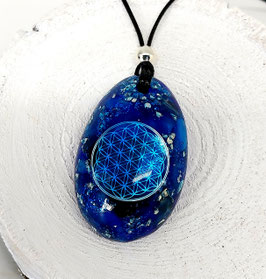 Orgonit Powerstone Anhänger (B25) "Blume des Lebens blau" | Edelstein Heilstein Schmuck