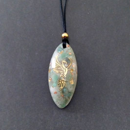 Orgonit Anhänger (B27) hell mit goldenem Phönix | Edelstein Heilstein Schmuck