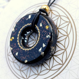Orgonit Anhänger Donut (B21) Schutz mit Tensorring aus Messing | Edelstein Heilstein Schmuck