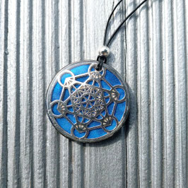 Anhänger blau mit Metatron (S4)| Resin-Art Schmuck