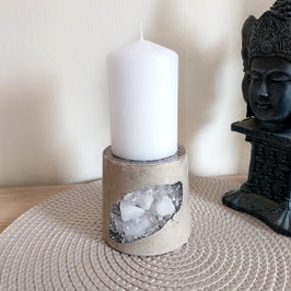 Orgonit Kerzenständer Kerzenhalter mit Geode (K55)| Edelstein Heilstein Deko