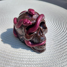 Skull Totenkopf mit Schlangen in pink (D6c)| Resin-Art Deko