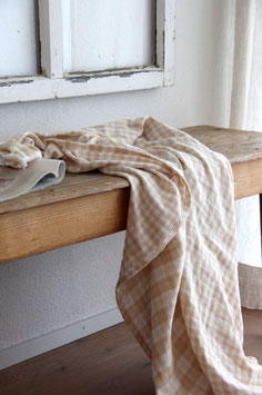 Plaid aus Musselin Double/Gauze Karo Ecru-Hellbraun