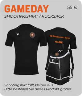 Bergische Löwen Paket 2 - GAMEDAY (Shootingshirt, Rucksack)