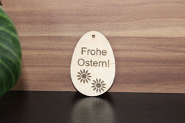 Eianhänger "Frohe Ostern" mit Blumen