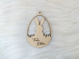 Anhänger oval Frohe Ostern mit Hase
