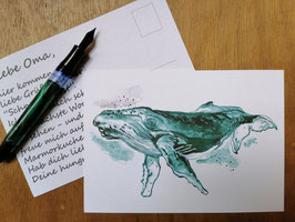 Postkarte Wal (ohne Stift, den müsst ihr euch schon selbst suchen ;))