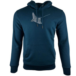 Rochen | Men's SPOTTED EAGLE RAY heavy Hoodie -  SannaBayTeal/White