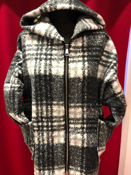 Sportlicher Wollmantel schwarz/weis
