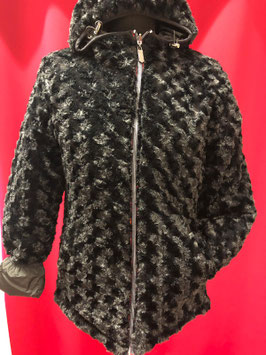 Plüschjacke zum Wenden in schwarz