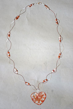 Collier coeur 3D orangé