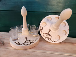 Schnaps Eisstock mit Gläser
