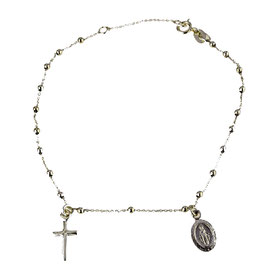 Bracciale Rosario in oro giallo con Madonna Miracolosa pendente BR1944G