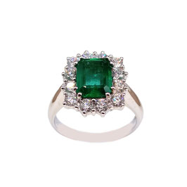 Anello smeraldo e diamanti in oro bianco 18kt IS2751DF