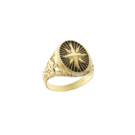 Anello da uomo  in oro giallo  18 kt a scudo con rosa dei venti Referenza: 803321737446
