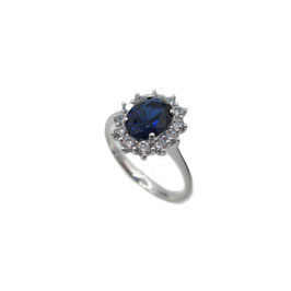 Anello Principessa In Oro Bianco Con Zaffiro e Zirconi Referenza: IS2714DF