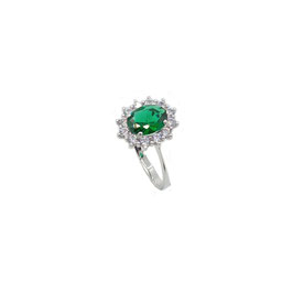 Anello Principessa In Oro Bianco Con Smeraldo e Zirconi Referenza: IS2715DF