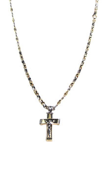 Collana con Crocifisso in Oro Giallo e Bianco 18 Kt Codice: IDG011CGB