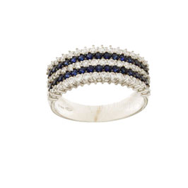 Anello mezza veretta con zirconi blue in oro bianco gr 4.30 referenza: 803321721536