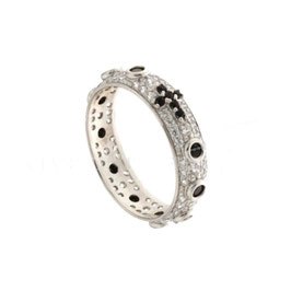 Anello rosario  in oro bianco con pietre nere e zirconi gr 4.00 referenza: 803321727548
