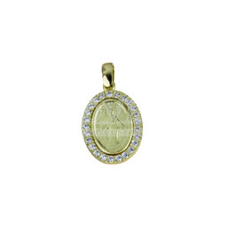 Medaglia Madonna Miracolosa in Oro giallo con zirconi 18 Kt Referenza: C1587G