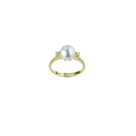 Anello con perla e zirconi D gr 2.70 referenza: A2448G