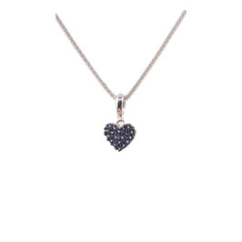 Collana ciondolo cuore con pavè di zirconi blu in oro bianco 18kt Referenza: OV5878G