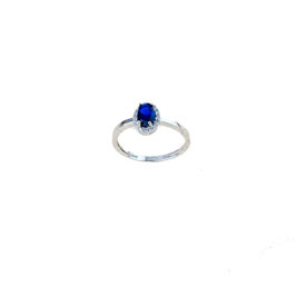 Anello solitario con pietra blu donna in oro bianco  gr 1.70 referenza: A2426B