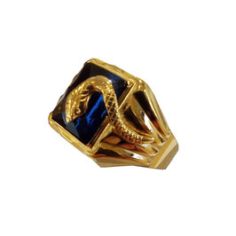 Anello uomo scudo serpente in oro giallo e pietra blu 18kt codice: AB8033217121760OGSR