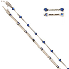 Bracciale Tennis In Oro Bianco con pietre blu Referenza: 803321722748