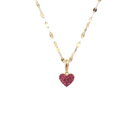 Collana ciondolo cuore con pavè di zirconi in oro giallo 18kt Referenza: OV5578G
