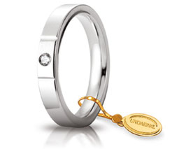 Fede Nuziale Unoaerre Cerchi di Luce 3,5 mm Oro bianco con diamante Gr. da 5.50 a 7.70 Referenza: 35 AFC 2/100B