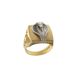 Anello da uomo  in oro giallo bianco 18 kt a scudo con cobra Referenza: 803321737467