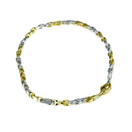 Bracciale Uomo catena piena maglia fantasia in oro bianco e giallo da gr 11.20 Referenza: BR762BC