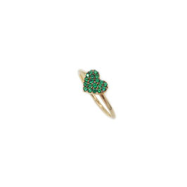 Anello cuore con pietre verdi in oro giallo 18 KT A3587GOV