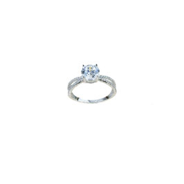 Anello Solitario da donna in oro bianco 18 kt con Pavè di Zirconi laterali Referenza:  A2418B