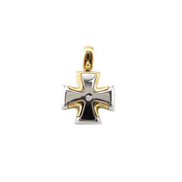 Croce maltese con brillantino in oro bicolore Referenza: IS1465BG