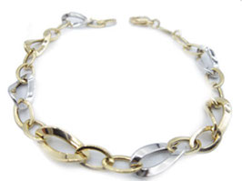 Bracciale da donna a catena maglia ovale bicolore in oro 18 kt IS987GB