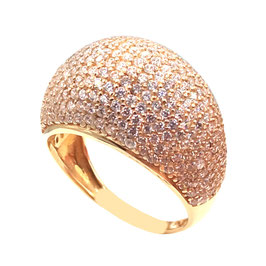 Anello in oro a fascia bombato con pavé di zirconi A2432GIS