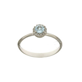 Anello solitario con pietra centrale azzurra  in oro bianco gr 1.80 referenza: 803321721469
