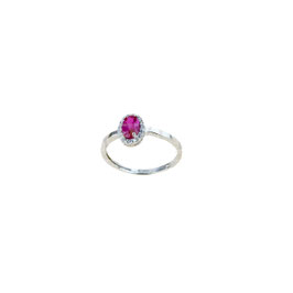 Anello solitario con pietra rossa donna in oro bianco  gr 1.90 referenza: A2425B