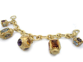 bracciale oro 18 KT donna con mine pendenti con pietre colorate codice: IS993G