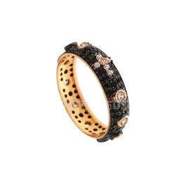 Anello rosario  in oro rosa con pietre bianche e zirconi neri gr 4.00 referenza: 803321727542
