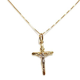 Collana in Oro 18 kt maglia venezia con ciondolo croce in oro 18kt CC1547G