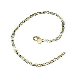 Bracciale Uomo catena piena con sfere ed elementi tubolari in oro bianco e giallo Referenza: BR3170BG
