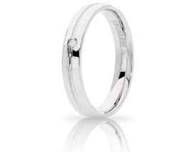 Fede Nuziale Unoaerre Lyra in Oro Bianco con diamante 34AFC289/001